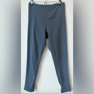 Prana Cropped Side Panel Patterned Leggings Gray Blue Size Large